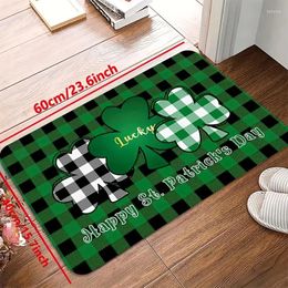 Carpets Lucky Clover Print Kitchen Mat St. Patrick's Day Irish Shamrock Motif Throw Carpet Non-slip And Oil-proof Entryway Runner Rug