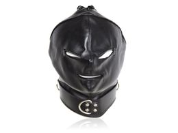 New Design BDSM Zipper Hood with Eyes Holes Mask Leather Bondage Gear Muzzle Adult Sexual Play Costumes B03060308121216