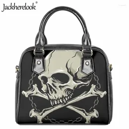 Evening Bags Jackherelook Luxury Leather Shoulder Bag For Women Gothic Skull Rose Design 3D Printed Messenger Classic Shopping Handbag