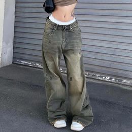 Women's Jeans Women Wide Leg Baggy Vintage Y2K Loose Denim Pants Streetwear Korean Fashion Straight Trousers Harajuku Washed