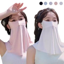 Scarves Unisex Uv Protection Mask Outdoor Neck Wrap Cover Traceless Silk Face With Hole Breathable Summer Sunscreen Scarf