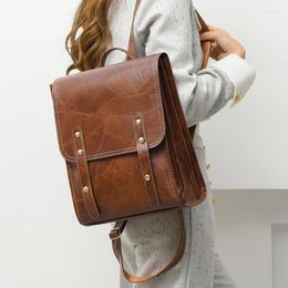 School Bags PU Leather Fashion Lady High Capacity Waterproof College Backpack Trendy Girls Laptop Cute Girl Travel Book Bag