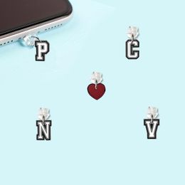Cell Phone Cases Black Letters Cartoon Shaped Dust Plug Anti Charm For Android Phones Type-C Charging Port Drop Delivery Otbkx