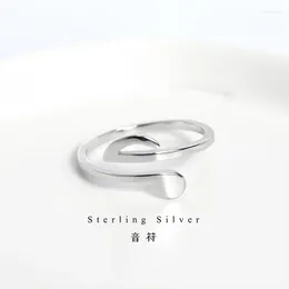 Cluster Rings Music Note Ring For Women925 Sterling Silver Personality Minimalist Chic Opening With Musical Symbols