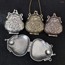 Pendant Necklaces Retro Po Box For DIY Necklace Accessories Vintage Money Bag Shape Can Be Opened Locket Pendants