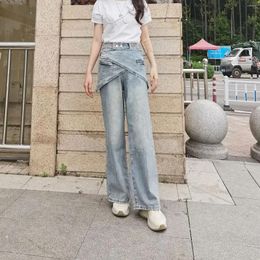 Women's Jeans Spring And Fall 2024 Straight Loose High-waisted Small People Draping Drag Pants