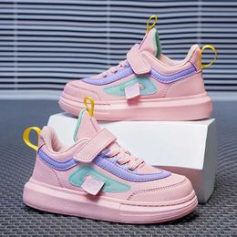 Athletic Outdoor New Original Children Shoes Girl Sneakers White Pink Leather Flat Casual Sneakers Comfortable Kid Tenis Sports Shoes for Girl Y240518
