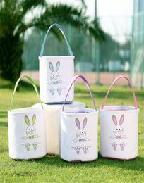 Party Bunny Face Printed Easter Bucket Canvas Portable Storage Bag Easters Egg Basket Festival Partys Home Decoration5828370