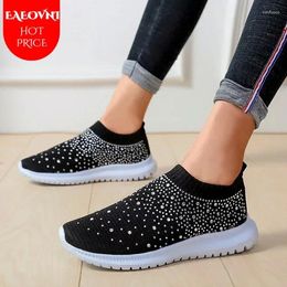 Casual Shoes Crystal Sneakers Women Fashion Breathable Mesh Slip On Flat For 2024 Outdoor Walking Loafers Zapatos Mujer