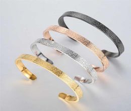 Personalized Ayatul Kursi Cuff Bangles For Women Gold Stainless Steel Arbic Bracelet God Messager Islam Muslim Men Jewelry Gift 224659055