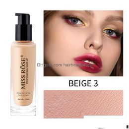 Foundation Miss Rose Liquid Cream Concealer Oil Control Soft Facial Makeup Cosmetics 30Ml Drop Delivery Health Beauty Face Dh5Ky