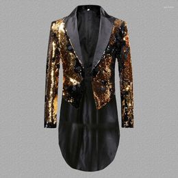 Men's Suits Mens Red Black Sequin Tailcoat Jacket Dress Coat Double Breasted Dinner Party Stage Tuxedo Blazer Suit Costume 4XL