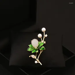 Brooches High-Grade Lotus Flower Brooch Women Elegant Cheongsam Corsage Neckline Decorative Suit Jacket Exquisite Pin Pearl Jewelry 6129