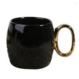 Mugs Creative Ceramic Coffee Mug With Gold Handle Glossy Porcelain Tea Cup Black And White Color