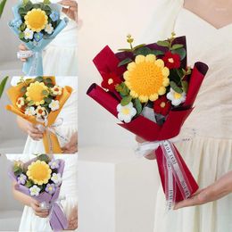Wedding Flowers Knitted Sunflower Crochet Bouquet Artificial Graduation Birthday Party Handmade Gifts Mother's Day