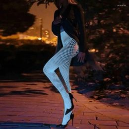Women Socks OMSJ 2024 Luminous Fishnet Stockings Glow In The Dark Perspective High Waist Sexy Base Pantyhoses Tights 1Pcs Night Club Outfits