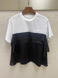 Women's T Shirts 2024SS Summer Fashion Women High Quality Patchwork Casual Tank Tops T-Shirt Tee For Female 2 Colour Tutu