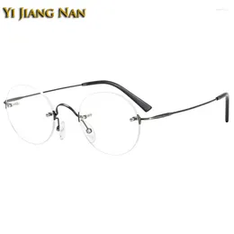 Sunglasses Frames Men Elegant Pure Titanium Eyewear High Quality Ultra Light Oval Optical Prescription Glasses Frame Women Eyeglasses