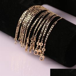 Chains 20Pcs Mens Gold Chain Necklace 2Mm Stamp Colour Vintage Woman And Girl Figaro Jewellery Whole265U Drop Delivery Necklaces Pendant Dhsli