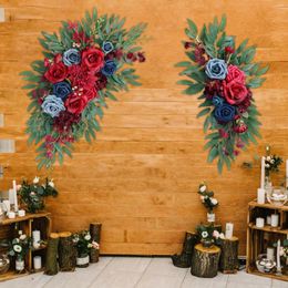 Decorative Flowers 2x Artificial Floral Swag Background Wall Decoration Wedding Welcome Signs For Backdrop Reception Home