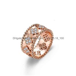 Band Rings Four Leaf Clover Cleef Ring Kaleidoscope Designer For Women 18K Gold Sier Diamond Nail Luxury Valentine Party Drop Delivery Otnde