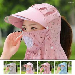 Bandanas 1 Pcs Sunscreen Cap Silk Hats For Women With Mask Windproof Visor Sun Protection Anti-UV Mesh Breathable Outdoor Cycling