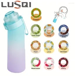Water Bottles LUSQI Air Flavoured Bottle With 7 Flavour Ring Sports Fashion Straw Tritan Plastic Cup Suitable For Outdoor Fitness