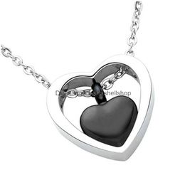 Lockets Stainless Steel Openable Per Storage Bottle Double Love Heart Pendants Urn Memorial Necklace Lover Jewellery Couple Keepsake Bir Dh2Bc