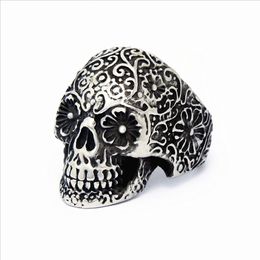 wholesale New 50PCs Men's Stainless Steel Silver Punk Rock Gothic Skull Biker Jewelry Rings new arrival 301c