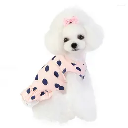 Dog Apparel Summer Cute Dot Print Pet Clothes Dress Sleeveless Sweet Dresses For Chihuahua Pug Wedding Princess Skirt Clothing