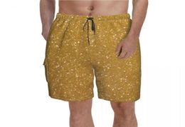 Men039s Shorts Faux Gold Metallic Board Glitter Metal Print Sparkly Cute Short Pants Men Custom Oversize Swim Trunks Gift IdeaM6898352