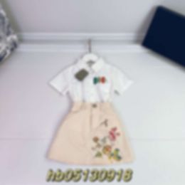 Women's T-shirt Spring/summer Line Boys Girls' Two Color Colored Letter Round Neck Short Sleeve T-shirt Shirt Orange Beach Skirt