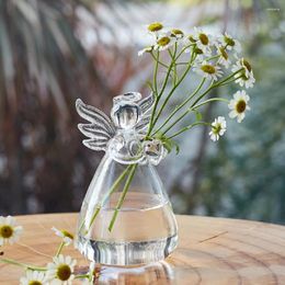 Vases Creative Angel Glass Vase Transparent Hydroponic Home Living Room Office Desktop Decoration Small Ornaments
