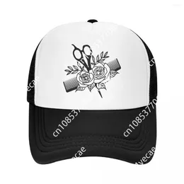 Ball Caps Hairdresser Scissor Flowers Baseball Cap For Men Women Adjustable Barber Gift Trucker Hat Sports Snapback Hats Summer