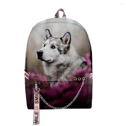 Backpack Fashion Hip Hop Youthful School Bags Unisex Husky Travel 3D Print Oxford Waterproof Notebook Shoulder Backpacks