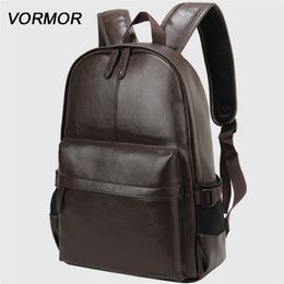 VORMOR Brand waterproof 14 inch laptop backpack men leather backpacks for teenager Men Casual Daypacks mochila male 220329 296R