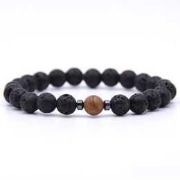 Beaded Selling Wholesale Custom 8Mm Stretch Natural Stone Magnet Charm Lava Bead Bracelet For Men Drop Delivery Jewelry Bracelets Dhvlx