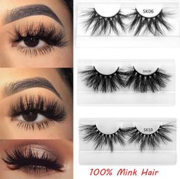 New Style 3D 25MM 100 Mink Hair False Eyelashes Dramtic Long Wispies Fluffy Handmade Full Strips Lash Extension Makeup Tools1530309