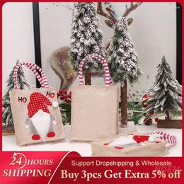 Christmas Decorations Candy Bag Decoration Linen Gift Supplies Cookie Bags Year 16x19cm Wedding Packing Noel Gifts