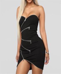 Women039s Strapless Dress Bandage Bodycon Evening Party Sexy Club Short Mini Dresses Fashion Sleeveless Plus Size Zipper Dresse8033760