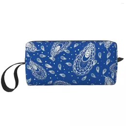 Cosmetic Bags Crip Gang Style Paisley Print Makeup Bag Organizer Dopp Kit Toiletry For Women Beauty Travel Pencil Case