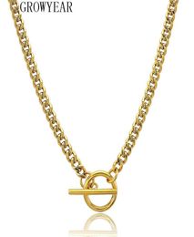 Chains Long T Bar Choker Necklace For Women Men Cuban Chain Gold Colour Hip Hop Geometric O Shape Lock Statement9296658