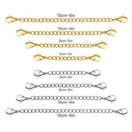 Chains Wholesale 8pcs lot 316L Plating Extended Chain Necklace Stainless Steel Rolo Gold Colour 2 3 4 6 Inch ChainChains 244t