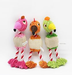 3 Colors Cotton Rope Pet Toys Pets Dog Chews Toy Puppy Squeaker Squeaky Sound Toy Stuffed Pink Flamingo Green Parrot9271736