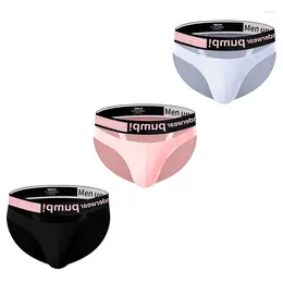 Underpants Trendy Triangle Pants For Young Men With Low Waist Close Fitting Buttocks Lifting Pink Belt Golden Ratio Design