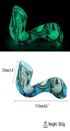 7 shaped silicone smoking pipe water transfer printing hand pipes glow in the dark different patterns optional for tabacco5468847
