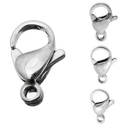 Factory direct sale 100pcs Lot 9mm 10mm 11mm 12mm 13mm 15mm Stainless steel lobster clasps & Hooks Jewellery finding DIY High Polished 269a