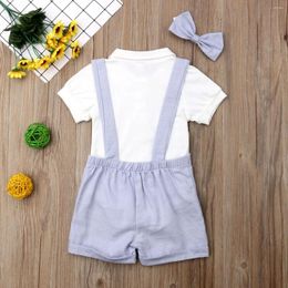 Clothing Sets 0-24M Baby Boys Gentleman Clothes Summer Short Sleeve Shirt Romper Bib Pants Outfit