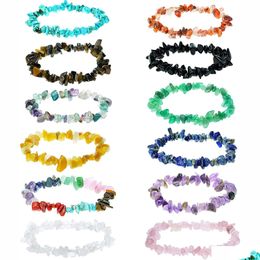 Beaded Chip Stone Bracelets For Women Men Strand Irregar Tumble Reiki Rock Healing Chakra Crystal Quartz Jewellery Drop Delivery Dhkrl