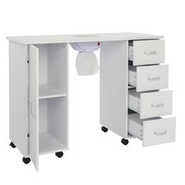 MDF Single Door 4 Drawers With Fan White Nail Table